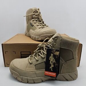 Free Soldier Mens Tactical Boots Tan Cordura Waterproof Hiking Work ACC0028 11.5